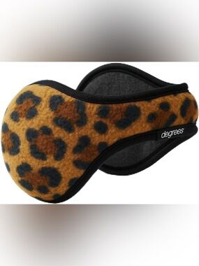 Leopard Print Fleece Ear Warmers - Brown/Black